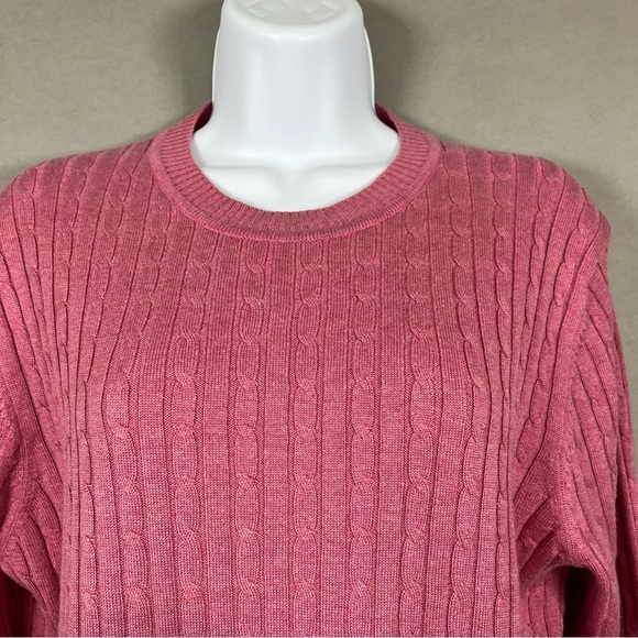 Express Pink Cable Knit Silk Cashmere Blend Long Sleeve Sweater - Picture 2 of 11